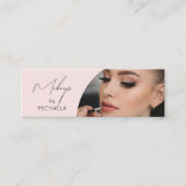 Blush Pink Black Script Photo Makeup Mini Visitenkarte (Vorderseite)