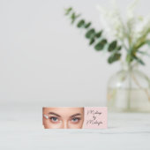 Blush Pink Black Script Photo Makeup  Mini Visitenkarte (Stehend Vorderseite)