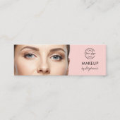 Blush Pink Black Script Photo Makeup Mini Visitenkarte (Vorderseite)