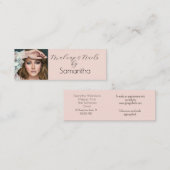 Blush Pink Black Script Photo Makeup Mini Visitenkarte (Vorne/Hinten)