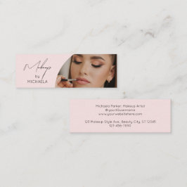 Blush Pink Black Script Photo Makeup Mini Visitenkarte