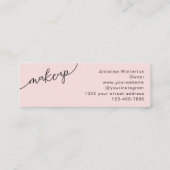 Blush Pink Black Script Photo Makeup Mini Visitenkarte (Rückseite)