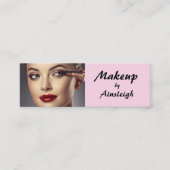 Blush Pink Black Script Photo Makeup Mini Visitenkarte (Vorderseite)
