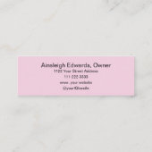 Blush Pink Black Script Photo Makeup Mini Visitenkarte (Rückseite)