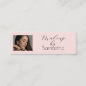 Blush Pink Black Script Photo Makeup Mini Visitenkarte (Vorderseite)
