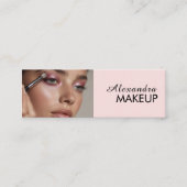 Blush Pink Black Script Photo Makeup  Mini Visitenkarte (Vorderseite)