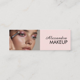 Blush Pink Black Script Photo Makeup  Mini Visitenkarte