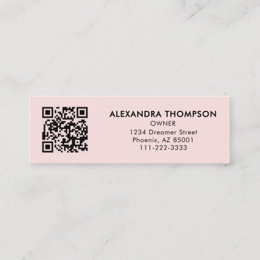 Blush Pink Black Script Photo Makeup  Mini Visitenkarte (Rückseite)