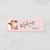 Blush Pink Black Script Photo Makeup Mini Visitenkarte (Vorderseite)