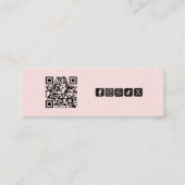 Blush Pink Black Script Photo Makeup QR Social Mini Visitenkarte (Rückseite)