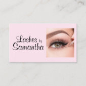Blush Pink Black Script Photo Makeup Telefonnummerkarte (Vorderseite)