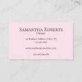 Blush Pink Black Script Photo Makeup Telefonnummerkarte (Rückseite)