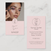 Blush Pink Black Script Photo Makeup  Visitenkarte (Vorne/Hinten)