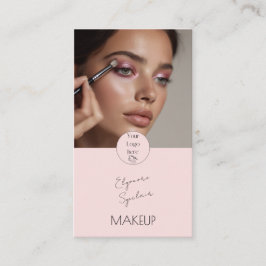 Blush Pink Black Script Photo Makeup  Visitenkarte