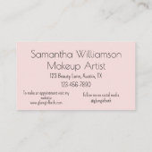 Blush Pink Black Script Photo Makeup Visitenkarte (Rückseite)