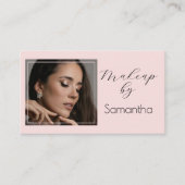 Blush Pink Black Script Photo Makeup Visitenkarte (Vorderseite)