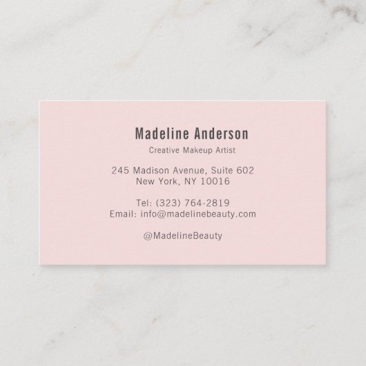 Blush Pink Black Script Photo Makeup Visitenkarte (Rückseite)