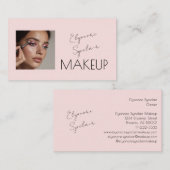 Blush Pink Black Script Photo Makeup Visitenkarte (Vorne/Hinten)
