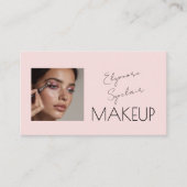 Blush Pink Black Script Photo Makeup  Visitenkarte (Vorderseite)