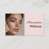 Blush Pink Black Script Photo Makeup  Visitenkarte (Vorderseite)