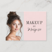 Blush Pink Black Script Photo Makeup Visitenkarte (Vorderseite)