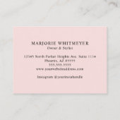 Blush Pink Black Script Photo Makeup Visitenkarte (Rückseite)