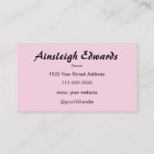 Blush Pink Black Script Photo Makeup Visitenkarte (Rückseite)