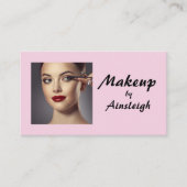 Blush Pink Black Script Photo Makeup Visitenkarte (Vorderseite)