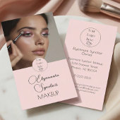 Blush Pink Black Script Photo Makeup  Visitenkarte