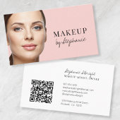 Blush Pink Black Script Photo Makeup Visitenkarte