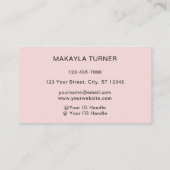 Blush Pink Black Script Photo Makeup Visitenkarte (Rückseite)