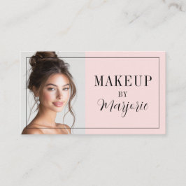 Blush Pink Black Script Photo Makeup Visitenkarte