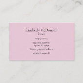 Blush Pink Black Script Photo Nails Business Card Visitenkarte (Rückseite)