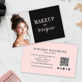Blush Pink Black Social Icon QR Code Photo Makeup Visitenkarte