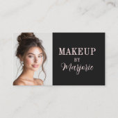 Blush Pink Black Social Icon QR Code Photo Makeup Visitenkarte (Vorderseite)