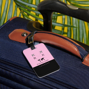 Blush Pink/Black Travel Gepäckanhänger mit ihrem N