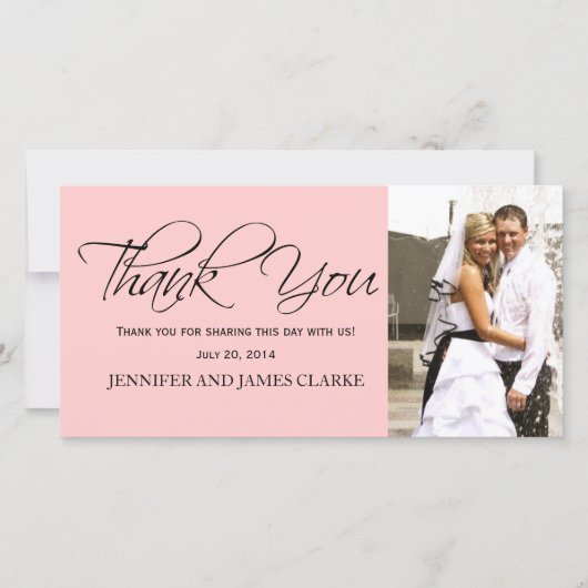 Blush Pink Black Wedding Danke Ihnen Foto Cards (Vorderseite)