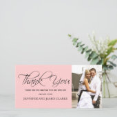 Blush Pink Black Wedding Danke Ihnen Foto Cards (Stehend Vorderseite)