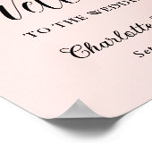 Blush Pink Black Wedding Empfang Begrüßungszeichen Poster (Ecke)