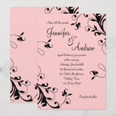 Blush Pink Black Wirbel Pearl Hochzeit Einladung (Vorne/Hinten)