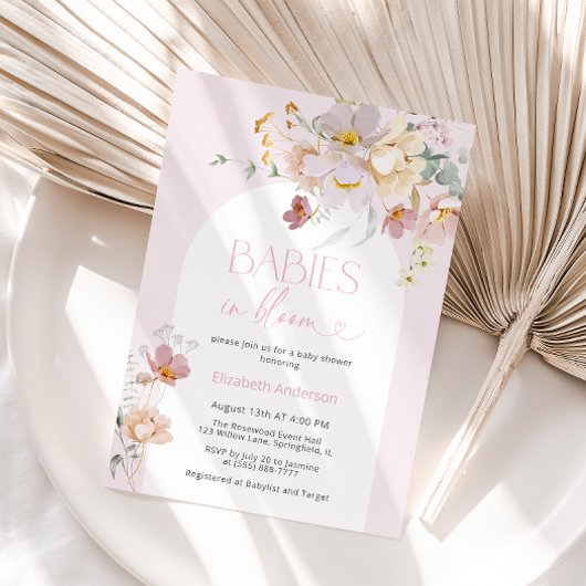 Blush Pink Bläschen Babys in Bloom Baby Dusche Einladung