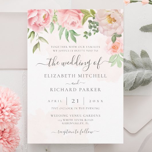 Blush Pink Bläschen Bläschen Alle in einem QR-Code Einladung