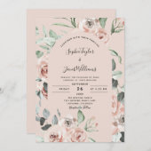 Blush Pink Bläschen Eukalyptus Grüne Hochzeit Einladung (Vorne/Hinten)