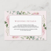 Blush Pink Bläschen Eukalyptus Hochzeitdetails Begleitkarte (Vorderseite)