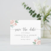 Blush Pink Bläschen Eukalyptus Wedding Save the Da (Stehend Vorderseite)