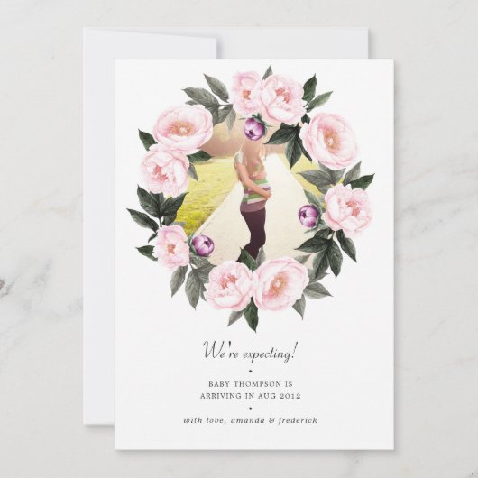 Blush Pink Bläschen Foto Schwangerschaft Ankündigung (Vorderseite)