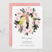 Blush Pink Bläschen Foto Schwangerschaft Ankündigung (Vorne/Hinten)