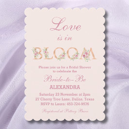 Blush Pink Bläschen Liebe ist in Bloom Brautparty Einladung