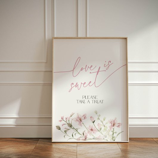 Blush Pink Bläschen Liebe ist süß, Nehmen Sie eine Sockelschild