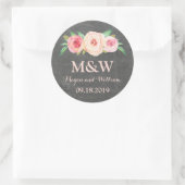 Blush-Pink-Bläschen-Monogramm-Hochzeit der Kopfpla Runder Aufkleber (Tasche)